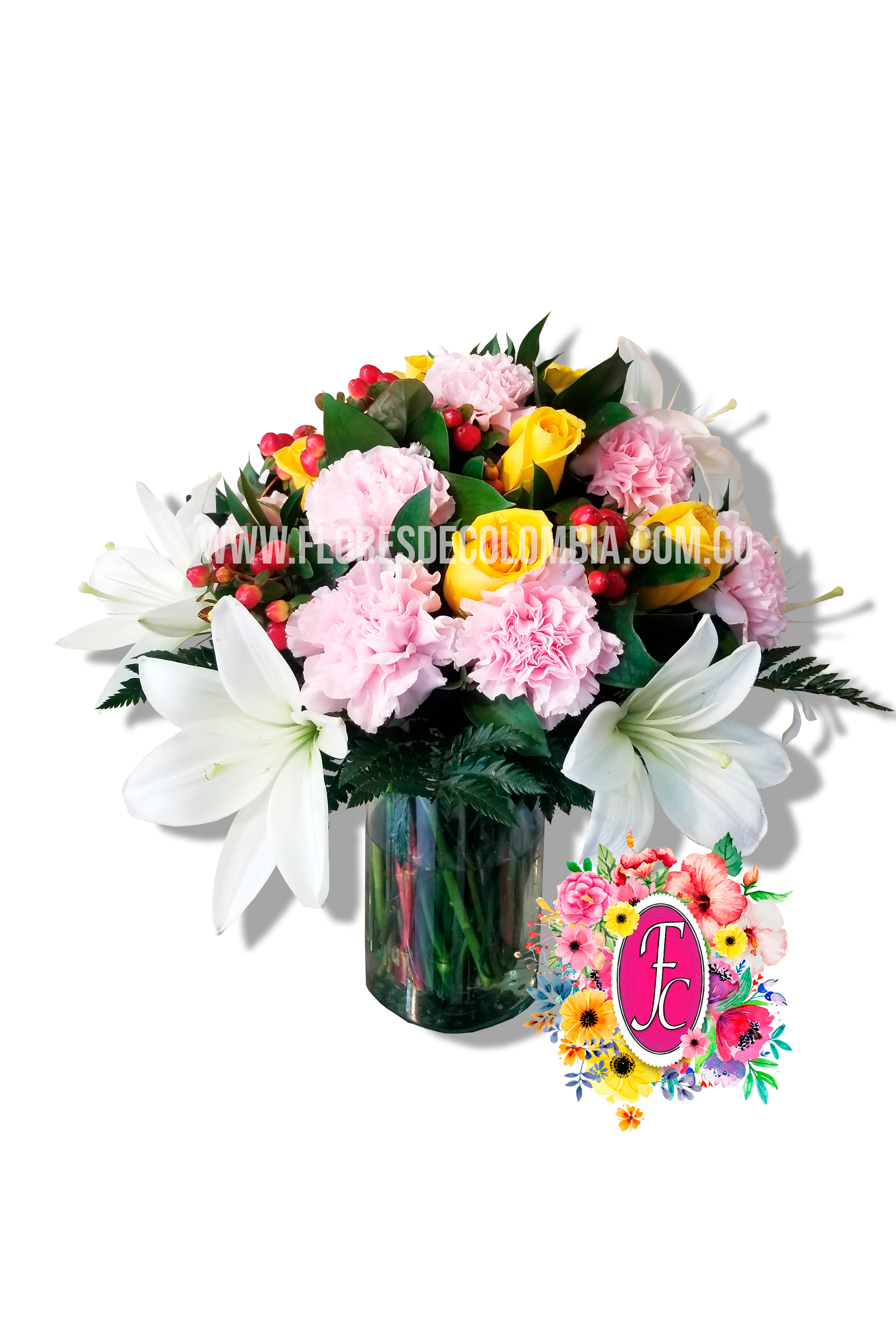 Diseño pequeño con claveles y lirios │ Flores de Colombia