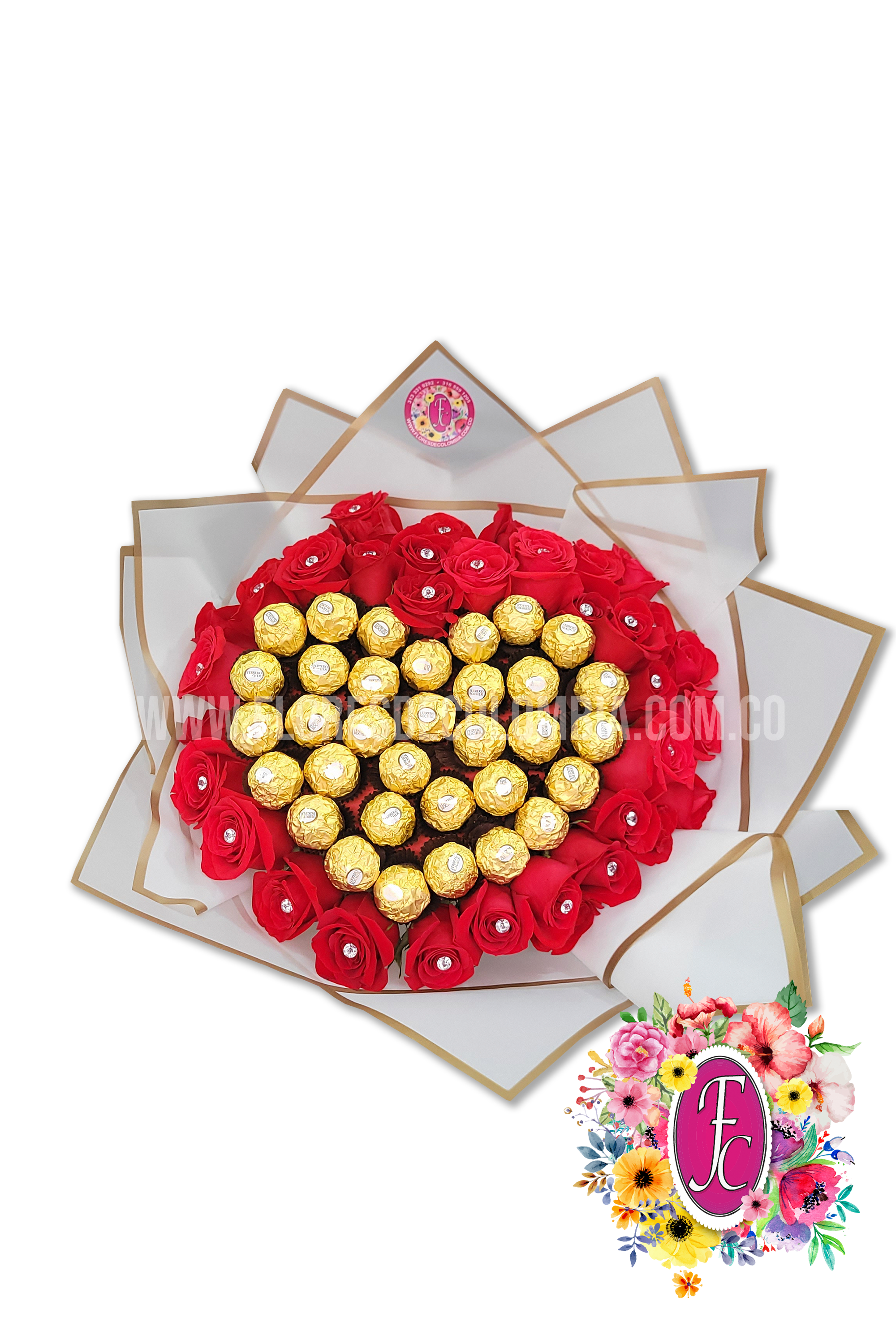 Diamond heart bouquet - Flores de Colombia
